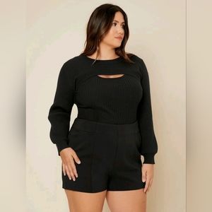 Unity Plus Rib-Knit Sweater Top & Super Crop Tee Set.